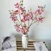 New 3D printed hand-feel simulation single-stem 24-head Oncidium, a floor-standing artificial flower arrangement for home living room and dining table Application Scenario
